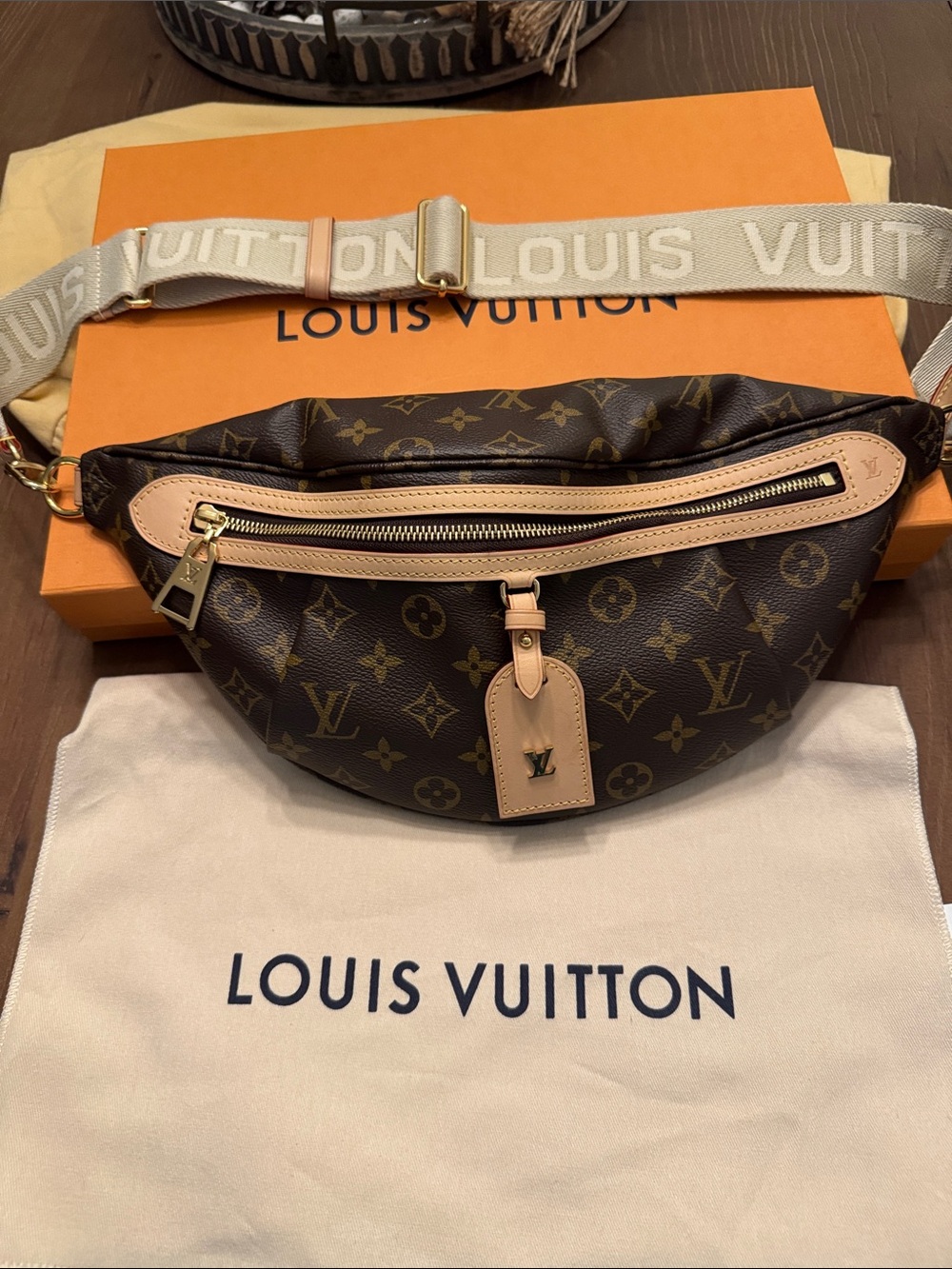 Louis Vuitton High Rise Monogram Crossbody Bumbag with Logo Strap